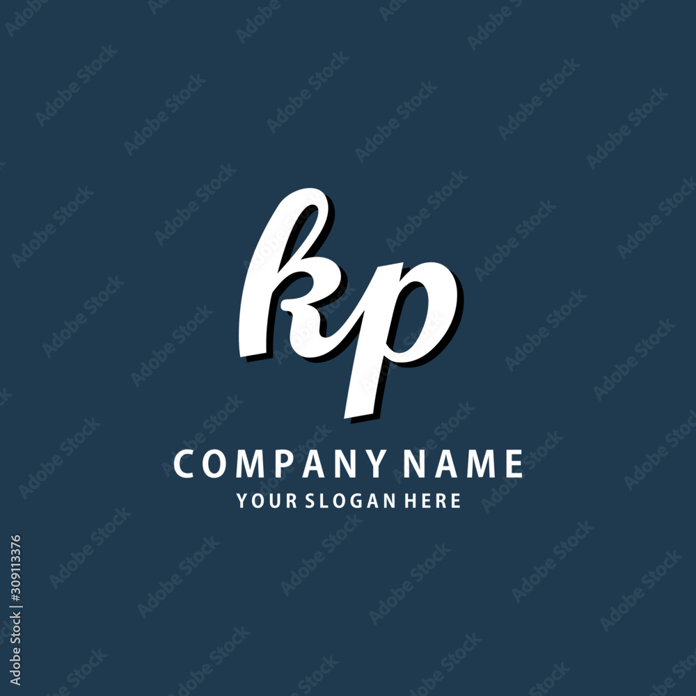 Initial KP white color logo template 