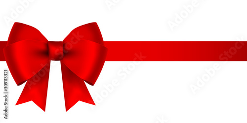 Red bow for gift and greeting card isolated on white