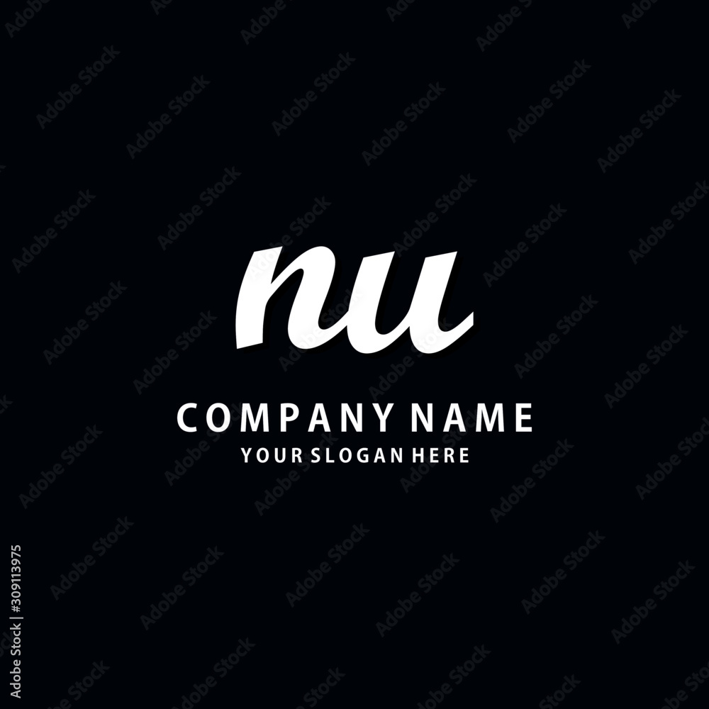 Obraz premium Initial NU white color logo template 