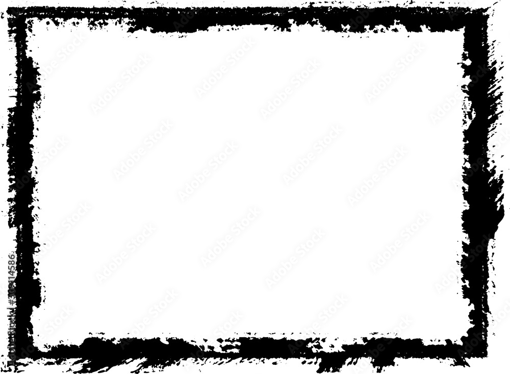 Black frame hand drawn on white background. Paint strokes with a dry brush Black frame hand drawn on white background. Paint strokes with a dry brush
