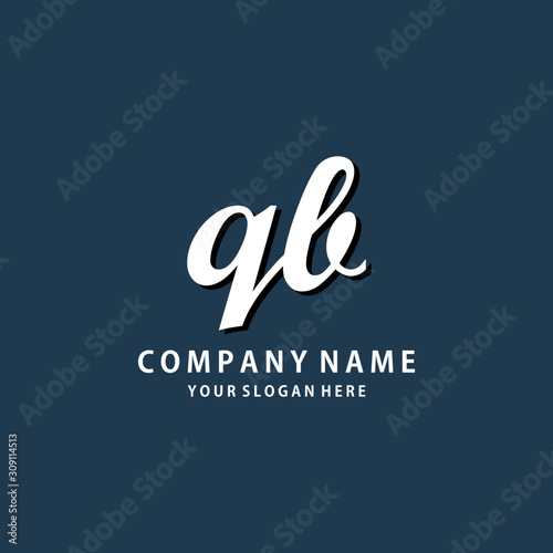Initial QB white color logo template 