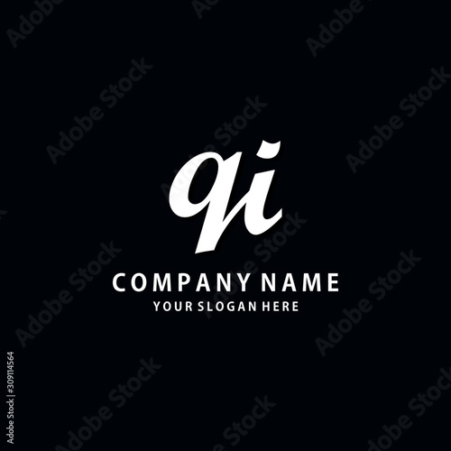 Initial QI white color logo template 
