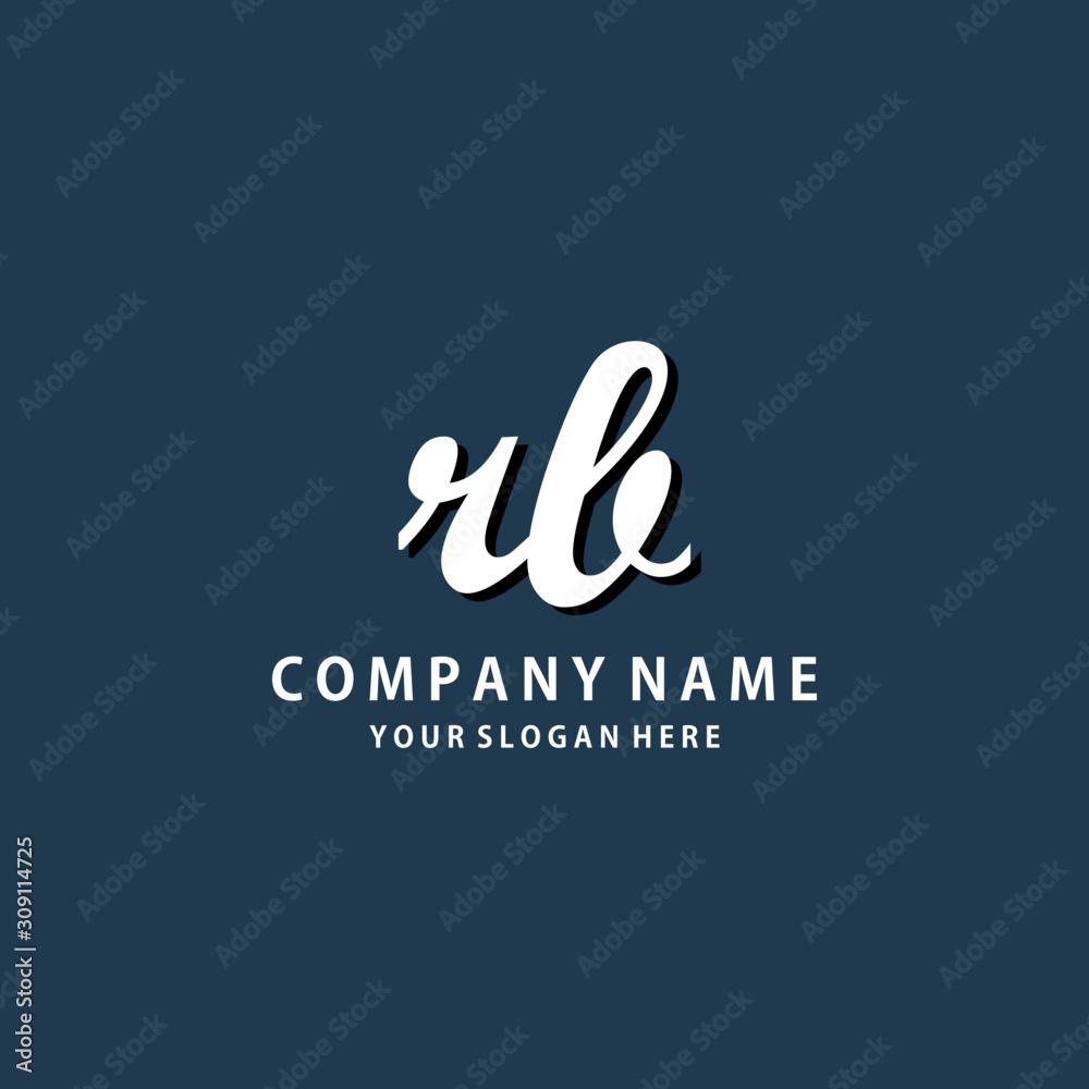 Initial RB white color logo template 