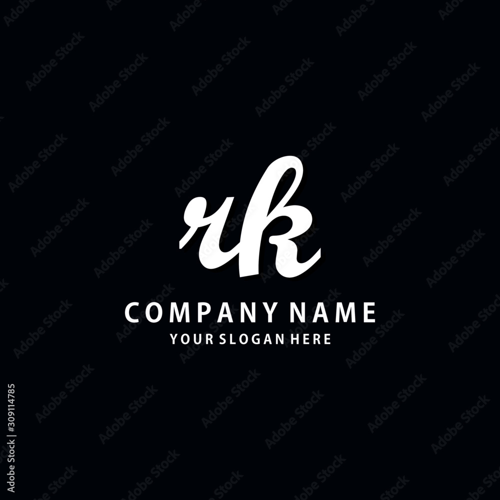 Initial RK white color logo template Initial RK white color logo template