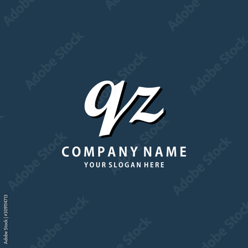 Initial QZ white color logo template 