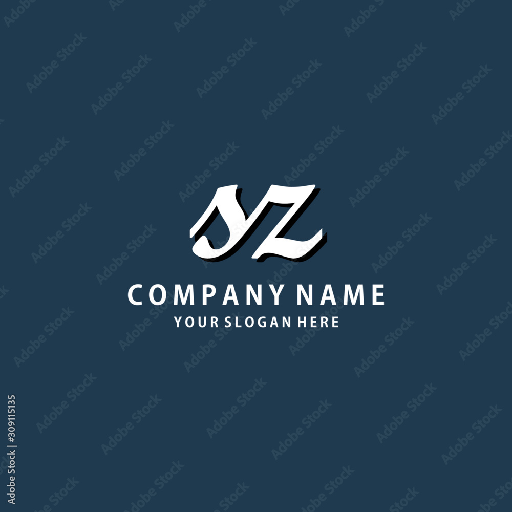 Initial SZ white color logo template Initial SZ white color logo template
