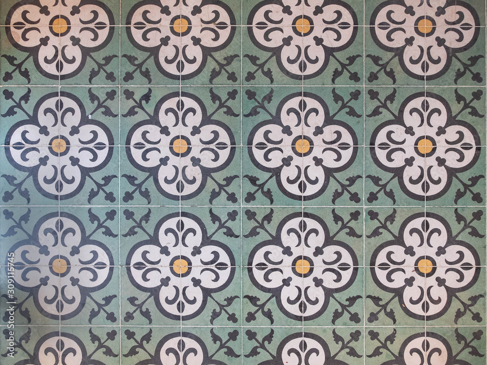 Floor tiles with floral pattern. Seamless pattern abstract background concept