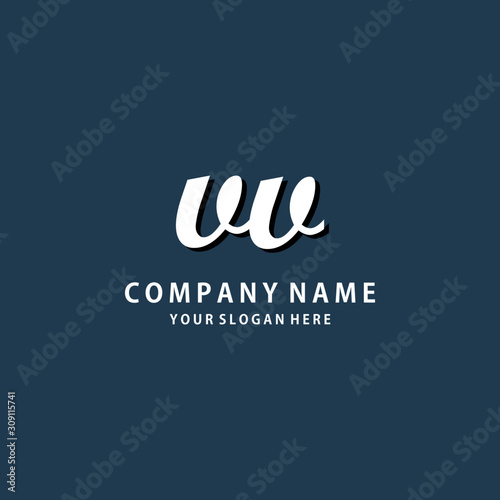 Initial VV white color logo template 