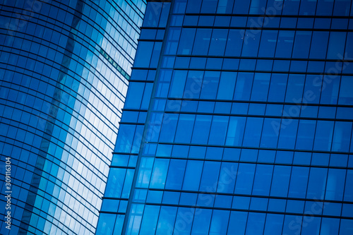 Close-Up of Modern Office Buildings in city of China.