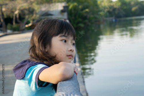 Asian Kids cute little girl Sad