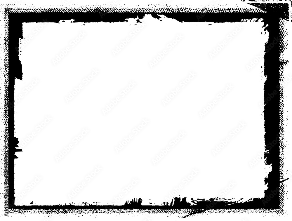 Black frame hand drawn on white background. Paint strokes with a dry brush Black frame hand drawn on white background. Paint strokes with a dry brush