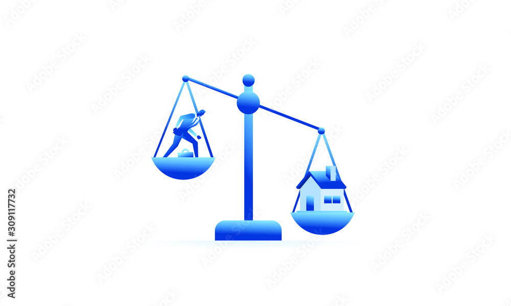Home buying find house. big hand choose best home illustration with money Home buying find house. big hand choose best home illustration with money