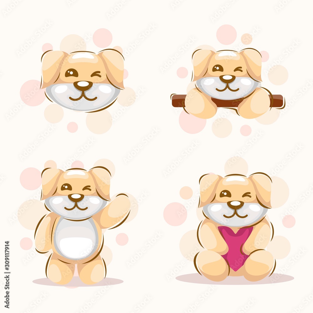 Fototapeta premium Cute Dog Mascot Cartoon Design Vector