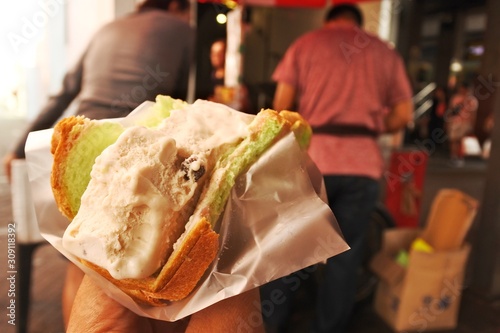 Ice Cream Sandwich is a popular street snack in singapore