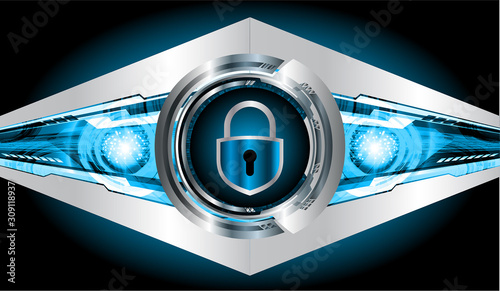 Closed Padlock on digital background, cyber security
