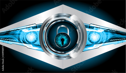 Closed Padlock on digital background, cyber security