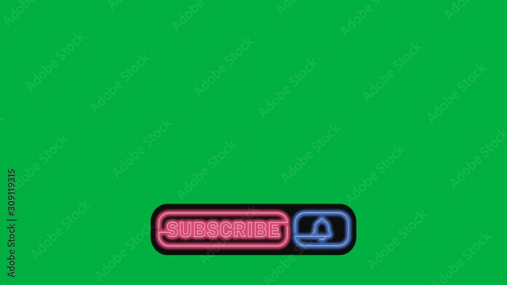 Flicker Button Animation of Subscribe button neon flicker blink with bell icon pop fly ...
