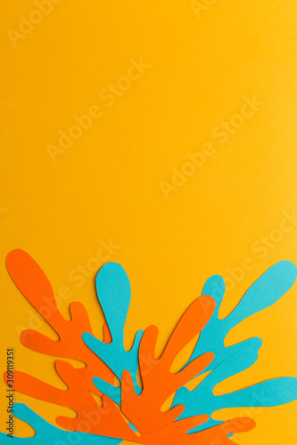 orange background of paper orange and blue abstraction