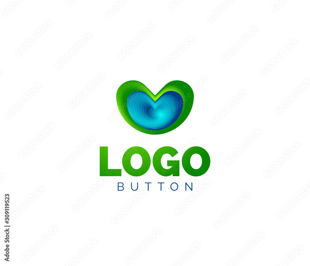Abstract round shape logo template. Minimal geometrical design, 3d geometric bold symbol in relief style with color blend steps effect. Vector Illustration Abstract round shape logo template. Minimal geometrical design, 3d geometric bold symbol in relief style with color blend steps effect. Vector Illustration
