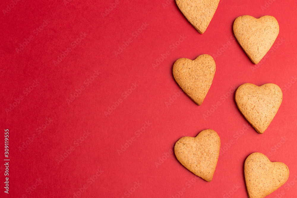 red background with heart cookie, valentines day red background with heart cookie, valentines day