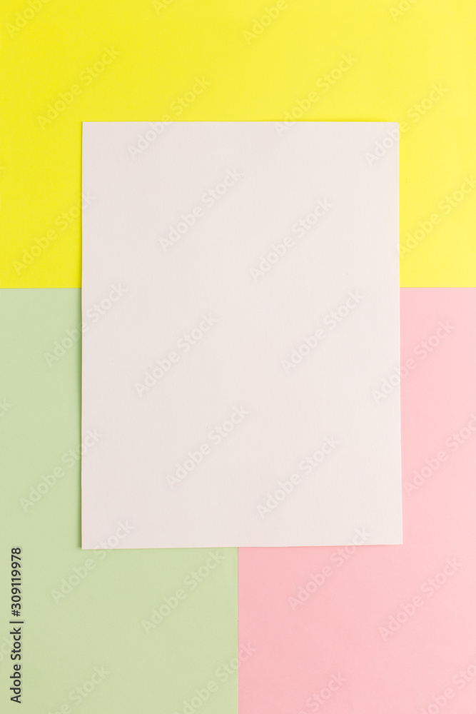 white sheet on a colored abstract background