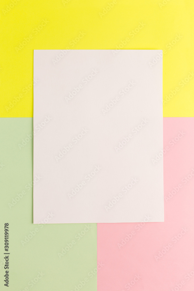 white sheet on a colored abstract background white sheet on a colored abstract background