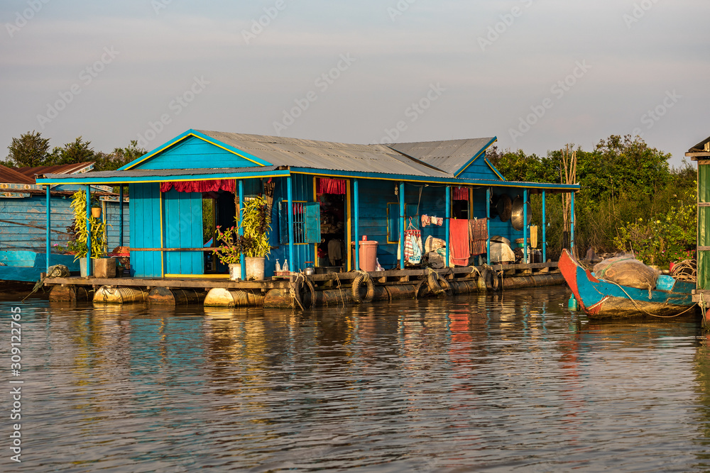 Fototapeta premium Floating village, Cambodia, Tonle Sap, Koh Rong island.