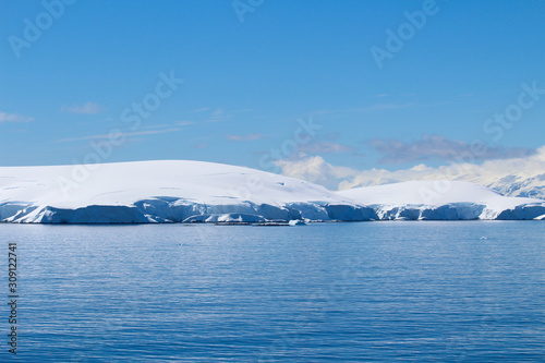 The frozen coasts of an island along the coasts of the Antarctic Peninsula  Antarctica