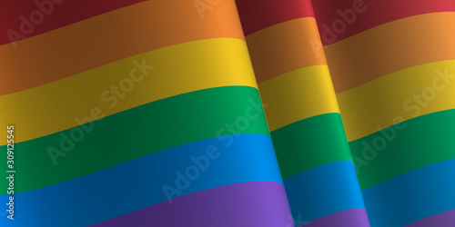 Waving flag of Rainbow. LGBT, LGBTQ, LGBTQ+ Template, banner, background. Month pride. Symbol, illustration. 