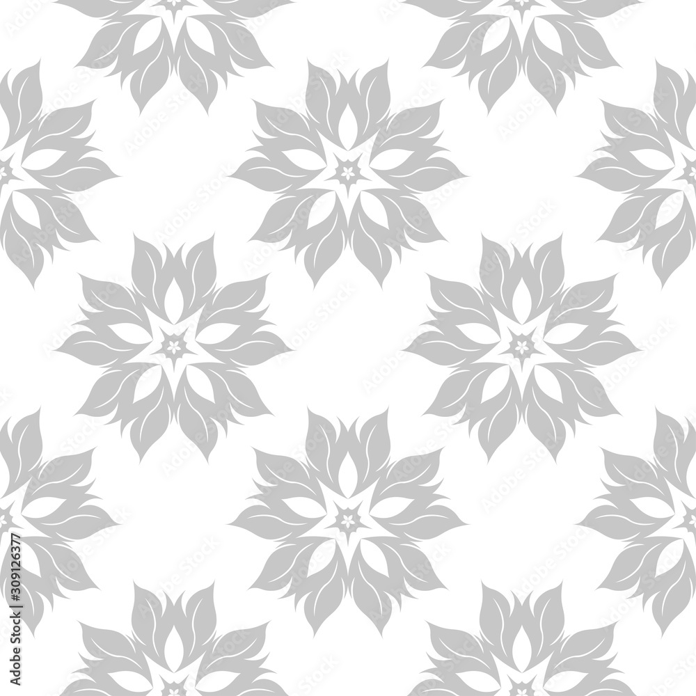Fototapeta premium Floral seamless pattern. Monochrome background with gray flowers
