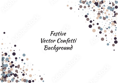 Festive color round confetti background. Abstract frame confetti texture for holiday, postcard, poster, website, carnivals, birthday and children's parties. Cover confetti mock-up. Wedding card layout