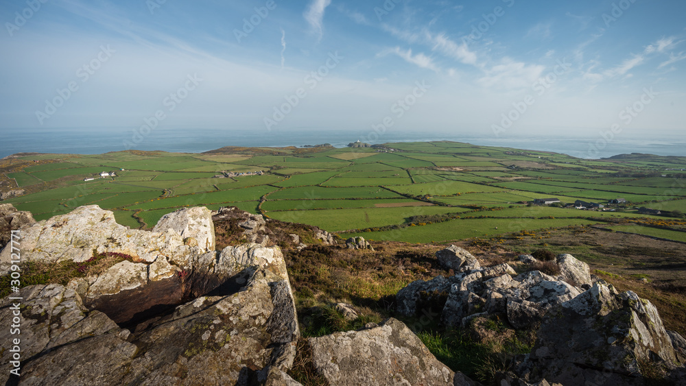 Fototapeta premium Strumble Head, coastline and farmland, Pembrokeshire,