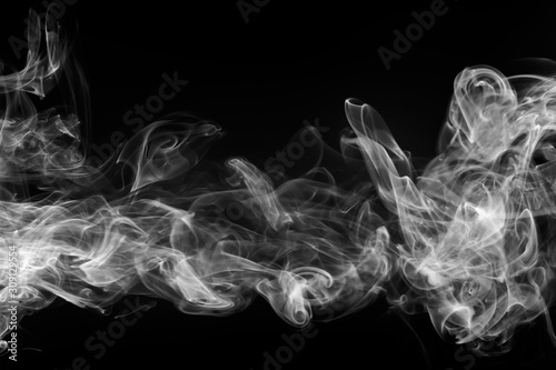 Fog or white smoke on black background, Movement of smog abstract background for design