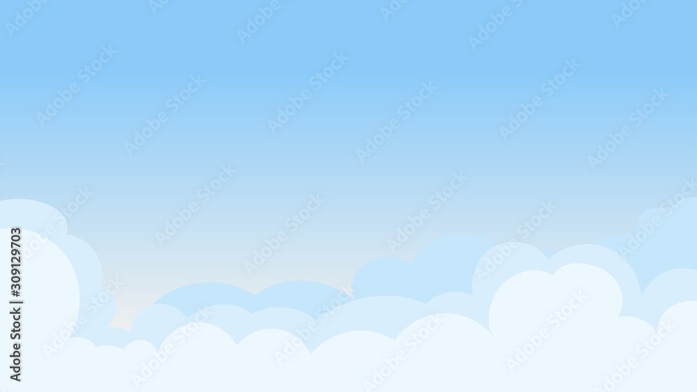 Landscape blue sky and white clouds on sunny day.Cartoon concetp.Vector illustration