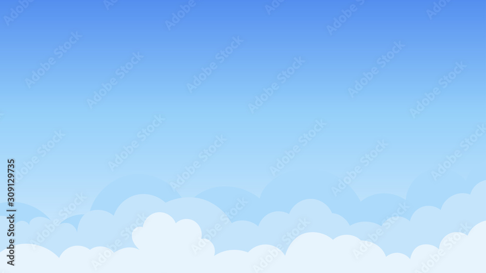 Landscape blue sky and white clouds on sunny day.Cartoon concetp.Vector illustration