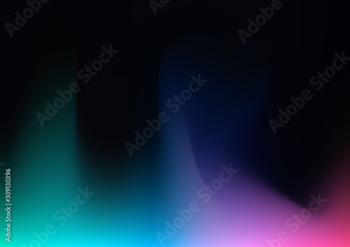 Abstract blurred gradient mesh on black background in bright colors with space for your text.