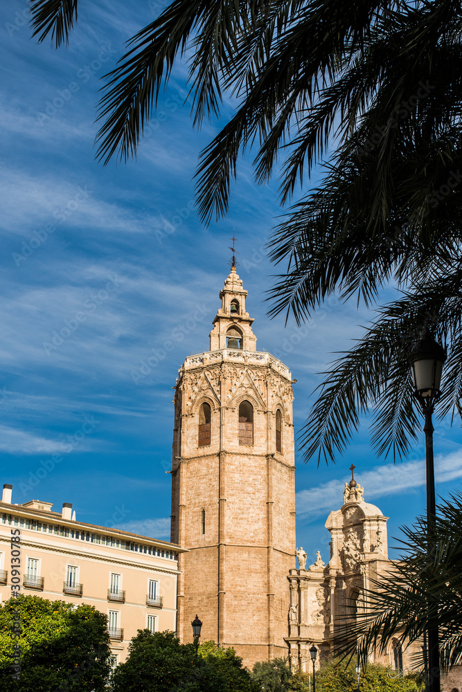 Tower of the Cathedral of Valencia, Spain. It is a tower of Valencian Gothic style. Better known as 