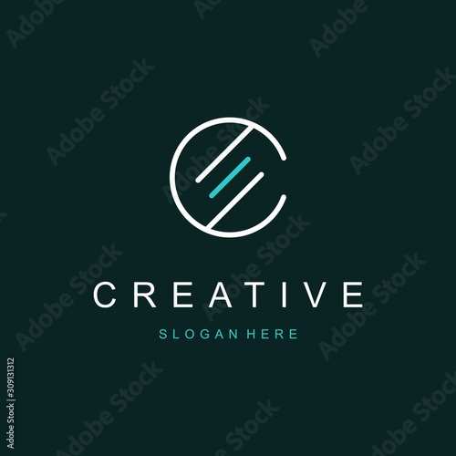 Letter CE Outline Modern Icon Logo Design Template Element Vector, letter CE / initial CE logo design icon vector template