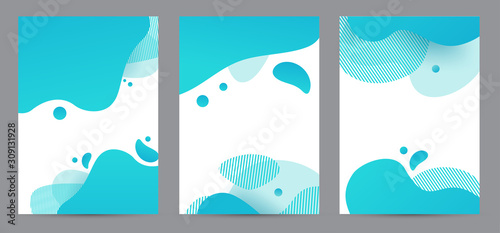 Amoeba funky design for print products. Dynamic style banner set with amoeba funky gradient elements. Creative for poster, web, landing, page, cover, ad, greeting, card, social media, promotion.