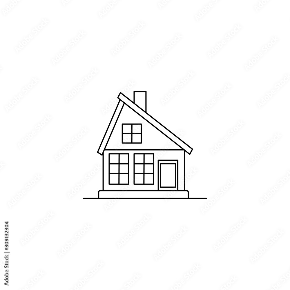 The image of the house in a linear style. Vector illustration isolated on a white background. The image of the house in a linear style. Vector illustration isolated on a white background.