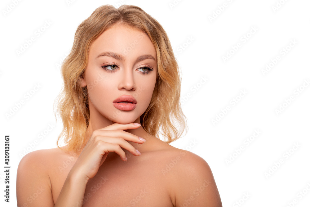 Beauty portrait of young woman isolated on white Beauty portrait of young woman isolated on white
