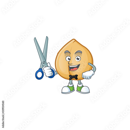 Happy Barber chickpeas mascot cartoon character style