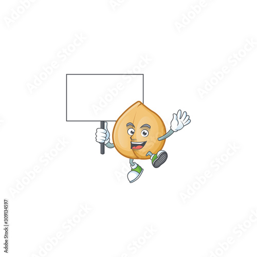 Smiling chickpeas cute cartoon style bring board