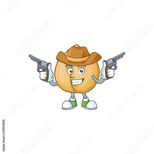 Chickpeas cartoon character as a Cowboy holding guns