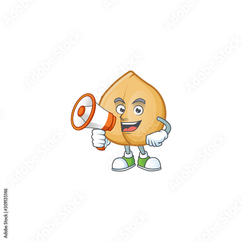 Funny cartoon style of chickpeas with megaphone