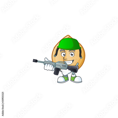 A cartoon style of chickpeas Army with machine gun