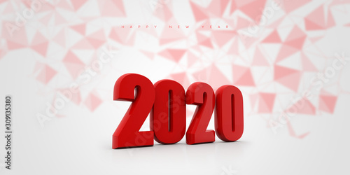 3d illustration 2020 New Year colour background 