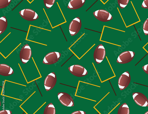 Brown Green Football Balls and Gates Pattern
