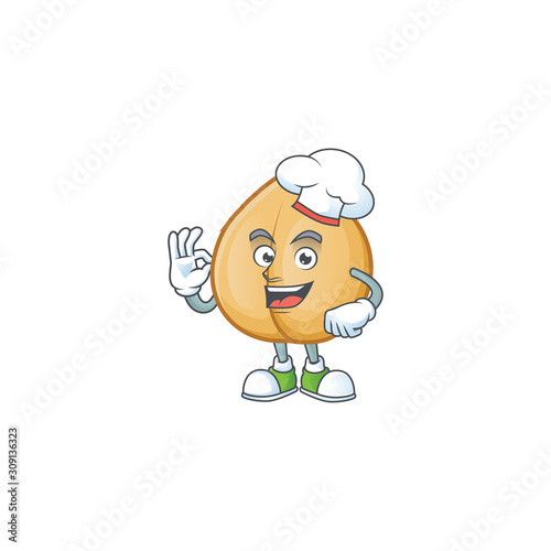Happy Chef chickpeas cartoon character with white hat