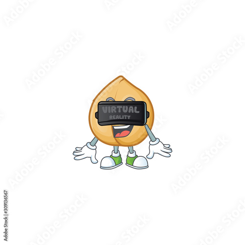 cool chickpeas character in Virtual reality headset